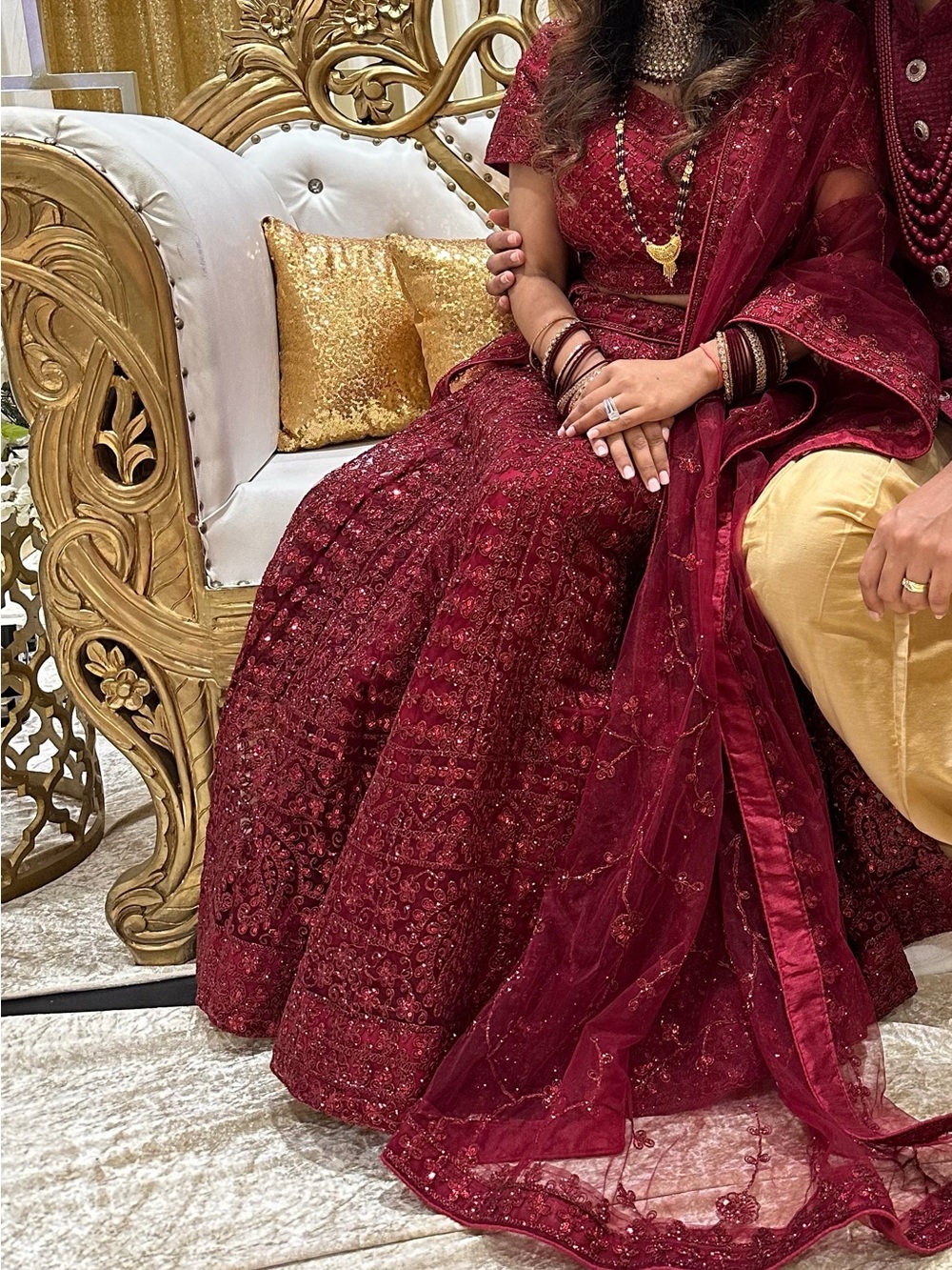 Embroidered Burgundy Lehenga with Dupatta